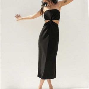 Zara Linen Blend Cut Out Dress M